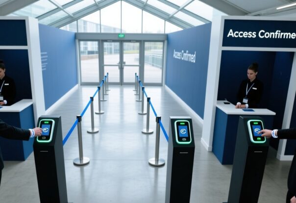 blog-cover-1778735367357 Professional overhead shot of NFC wristbands being scanned at a modern UK event entrance with streamlined queue lanes and digital signage