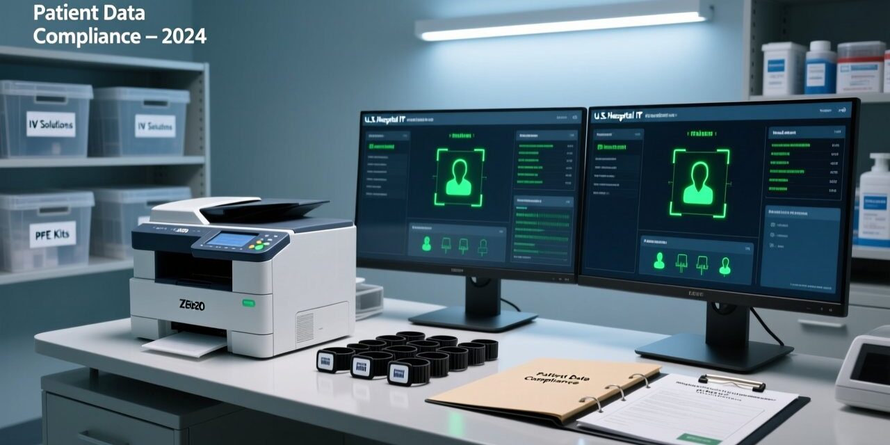 blog-cover-1778735736807 Professional overhead shot of RFID wristbands, Zebra printer, HIPAA-compliant medical documentation, and digital patient ID dashboard in a clean hospital IT environment