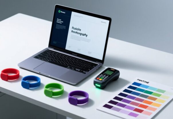 Pantone color swatches and custom RFID silicone wristbands for event branding