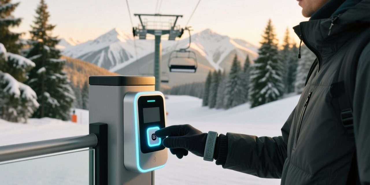 blog-cover-1784188579034 Ski resort guest tapping RFID silicone wristband at lift gate access point