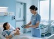RFID wristbands for mother-baby matching in maternity ward with nurse scanning newborn wristband