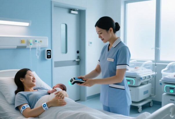 blog-cover-1787539161951 RFID wristbands for mother-baby matching in maternity ward with nurse scanning newborn wristband