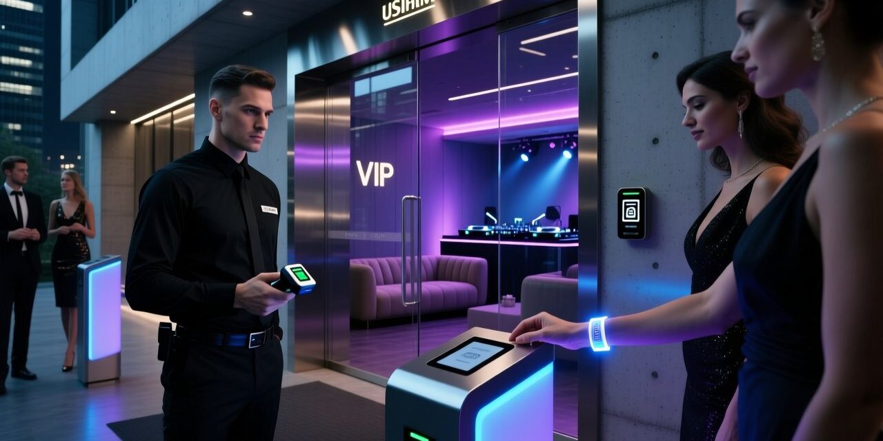RFID wristbands for nightclub age verification and VIP access on a bar counter