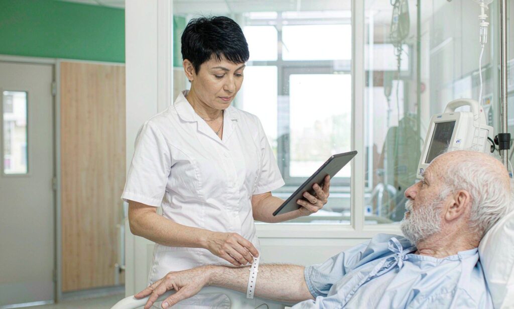 NHS hospital RFID wristband for patient identification in UK healthcare