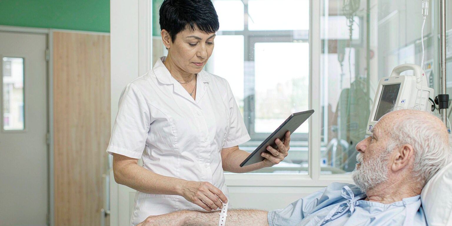 NHS hospital RFID wristband for patient identification in UK healthcare